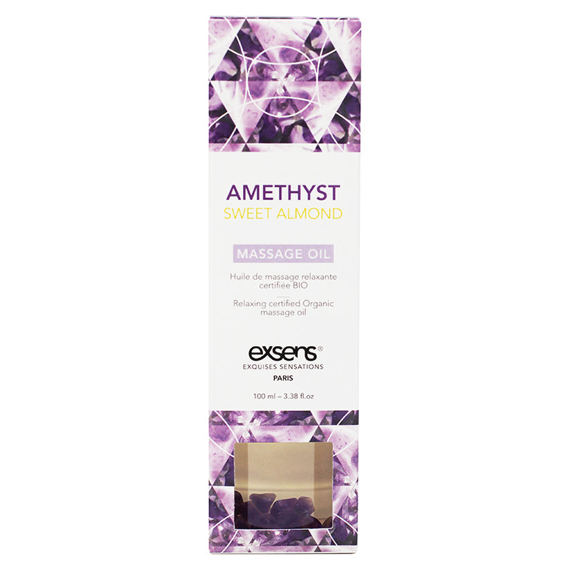 Exsens Organic Crystal Infused Massage Oil-Amethyst Sweet Almond 3.4oz