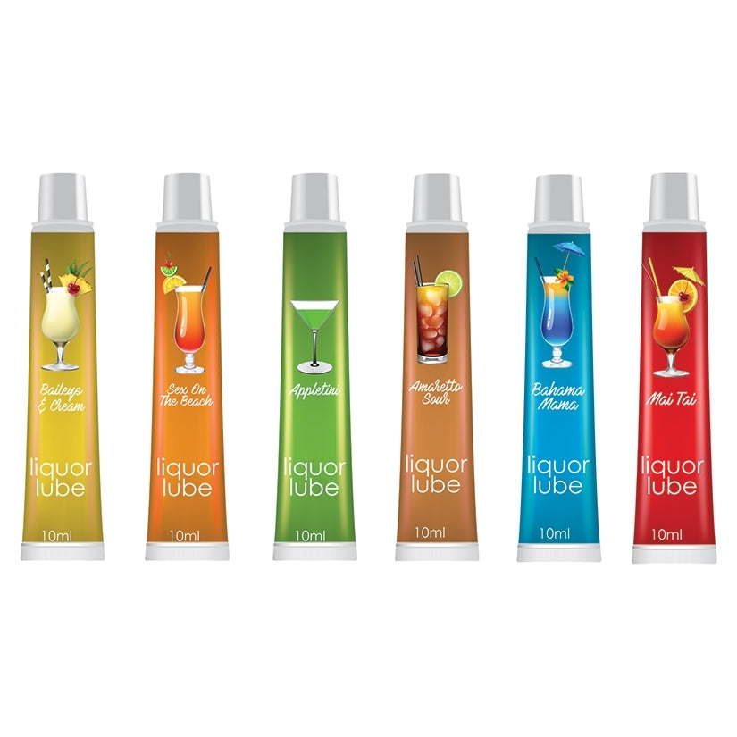 Liquor Lube 10ml Resealable Tubes-Assorted Flavors Display of 72