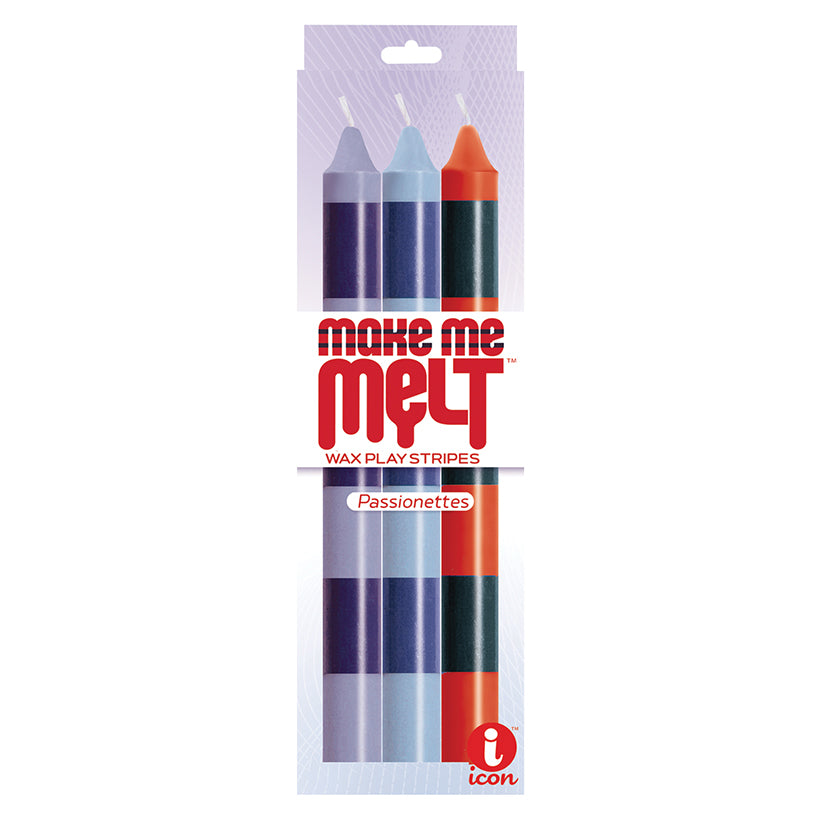 The 9's Make Me Melt Drip Candles Stripes-Passionette 3pk