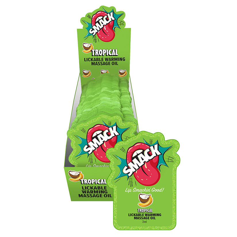 Smack Lickable Massage Oil-Tropical 3ml Pouch Display of 36