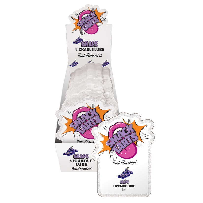 Smack Tarts Lickable Lube-Sour Grape 3ml Pouch Display of 36