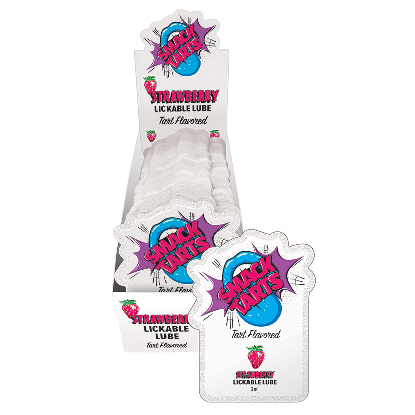Smack Tarts Lickable Lube-Sour Strawberry 3ml Pouch Display of 36