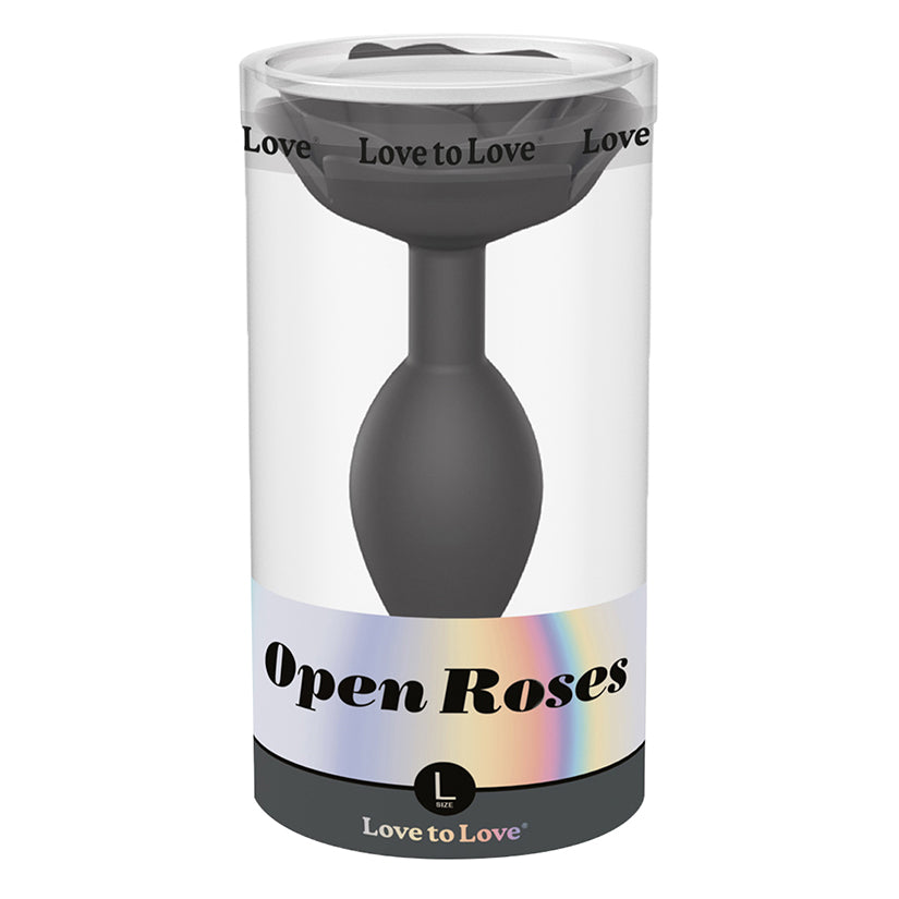 Love To Love Open Roses Silicone Butt Plug-Black Onyx LG