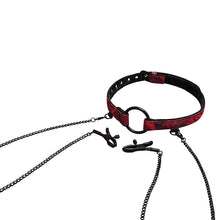 Load image into Gallery viewer, Secret Kisses Rosegasm Open Mouth Gag with Removeable Nipple Clips