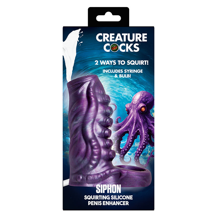 Creature Cocks Siphon Squirting Silicone Penis Enhancer-Purple