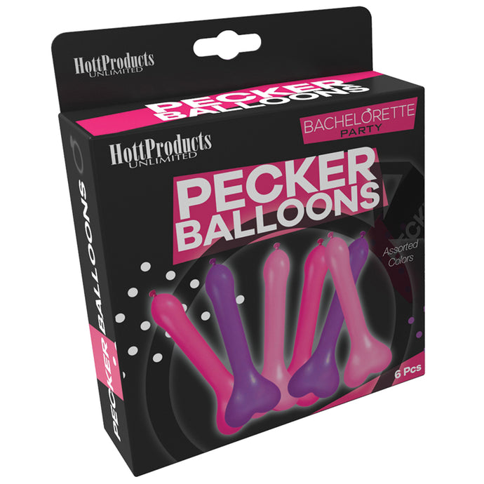 Bachelorette Party Pecker Balloons-Assorted Colors (6 Pack) HP2959