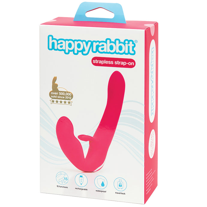 Happy Rabbit Strapless Strap On Rabbit Vibe-Pink LH74311