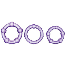 Load image into Gallery viewer, Stay Hard Beaded Cockrings-Purple 3Pk