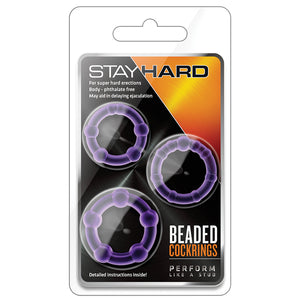 Stay Hard Beaded Cockrings-Purple 3Pk BL-00011