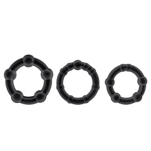 Load image into Gallery viewer, Stay Hard Beaded Cockrings-Black 3Pk