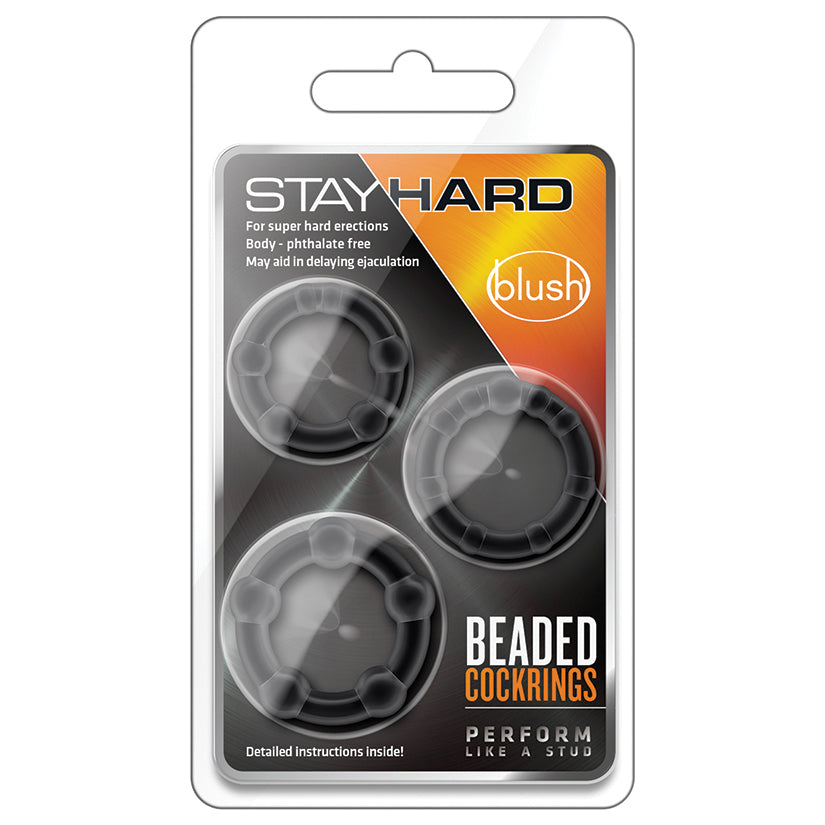 Stay Hard Beaded Cockrings-Black 3Pk BL-00015