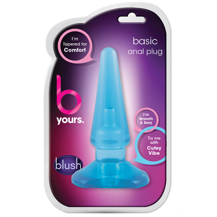 B Yours. Basic Anal Plug-Blue  LifestyleDistributing.com