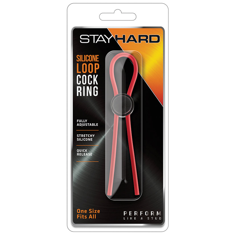 Stay Hard Silicone Loop Cock Ring-Red BL-31098