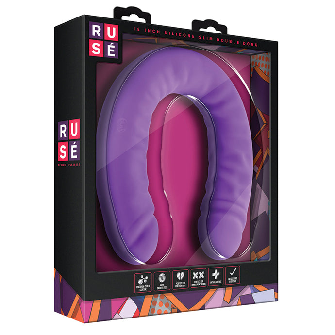 Ruse Silicone Slim Double Dong-Purple ... BL-32291