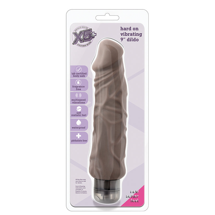 X5 Hard On Vibrating 9" Dildo-Brown BL-52206