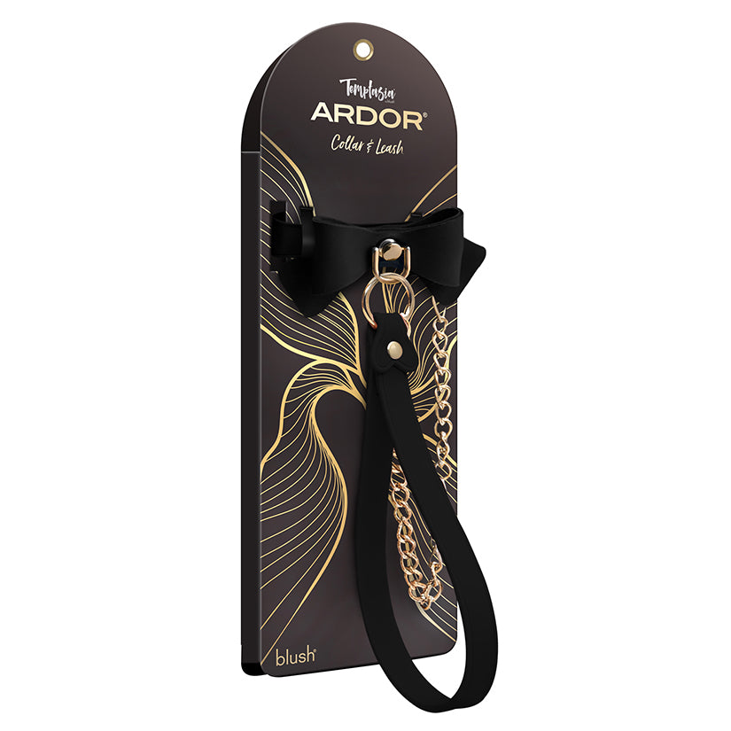 Temptasia Ardor Collar & Leash-Black with Bow