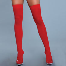 Load image into Gallery viewer, BeWicked Opaque Nylon Thigh Highs-Red O/S-Boxed