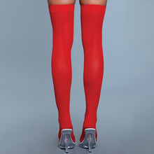 Load image into Gallery viewer, BeWicked Opaque Nylon Thigh Highs-Red O/S-Boxed