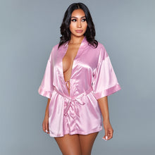 Load image into Gallery viewer, BeWicked Satin Robe-Pink 3X-Hanging