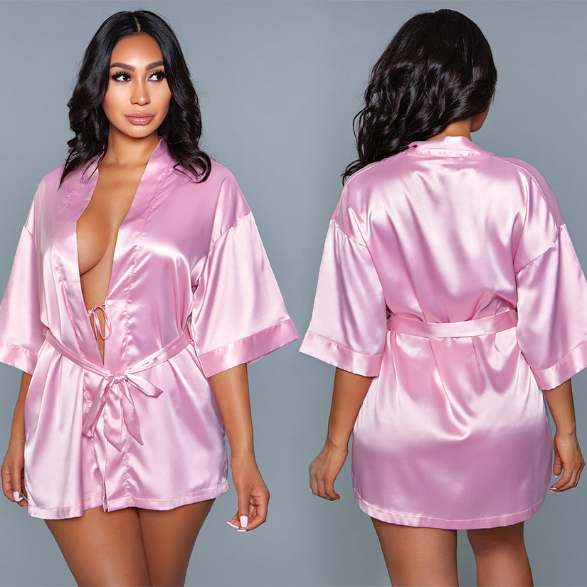 BeWicked Satin Robe-Pink 3X-Hanging 1947