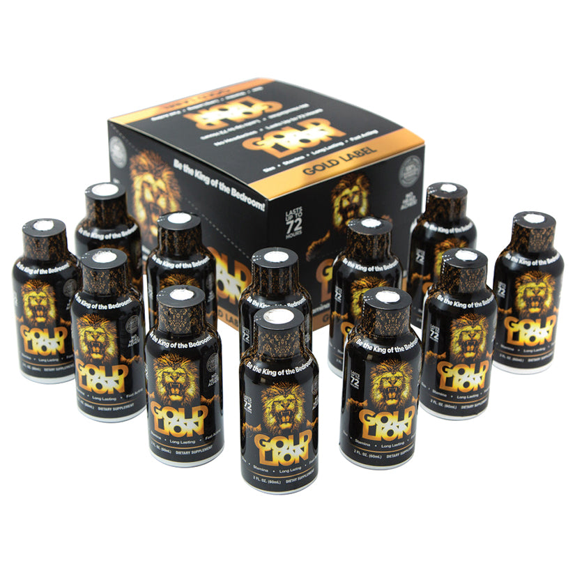 Gold Lion Liquid Shot Display of 12 GLLIQ