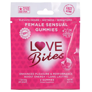 Love Bites Female Sensual Gummies 2pk Display of 12