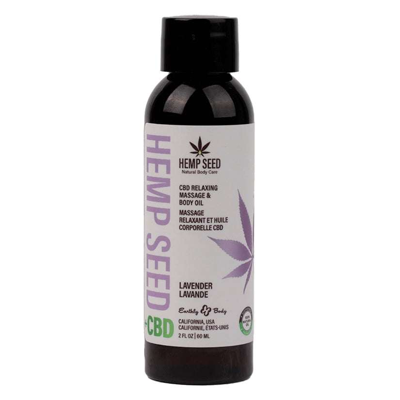 Earthly Body Hemp Seed CBD Relaxing Massage and Body Oil-Lavender 2oz