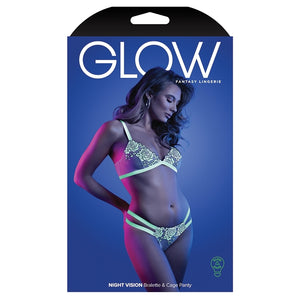 Fantasy Lingerie Glow Night Vision Bralette & Panty-Neon Green M/L-Boxed