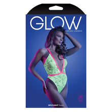 Load image into Gallery viewer, Fantasy Lingerie Glow Spotlight Contrast Elastic Lace Teddy-Neon Green L/XL