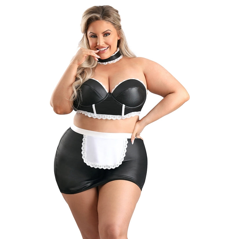 Fantasy Lingerie Play 5 Star Service Maid -Black 1x/2x