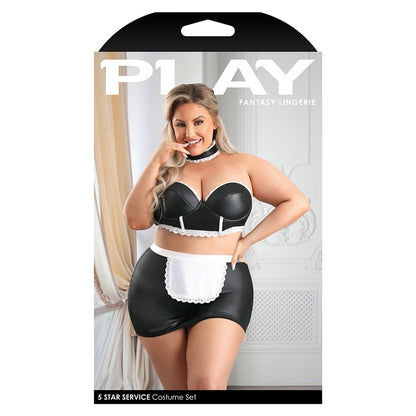 Fantasy Lingerie Play 5 Star Service Maid -Black 3x/4x
