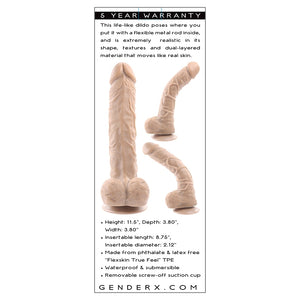 Gender X Poseable Flexskin True Feel Dildo-Light 10