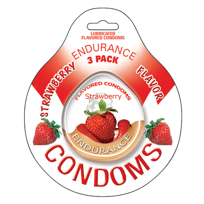 Endurance Condoms-Strawberry 3pk HP-2087