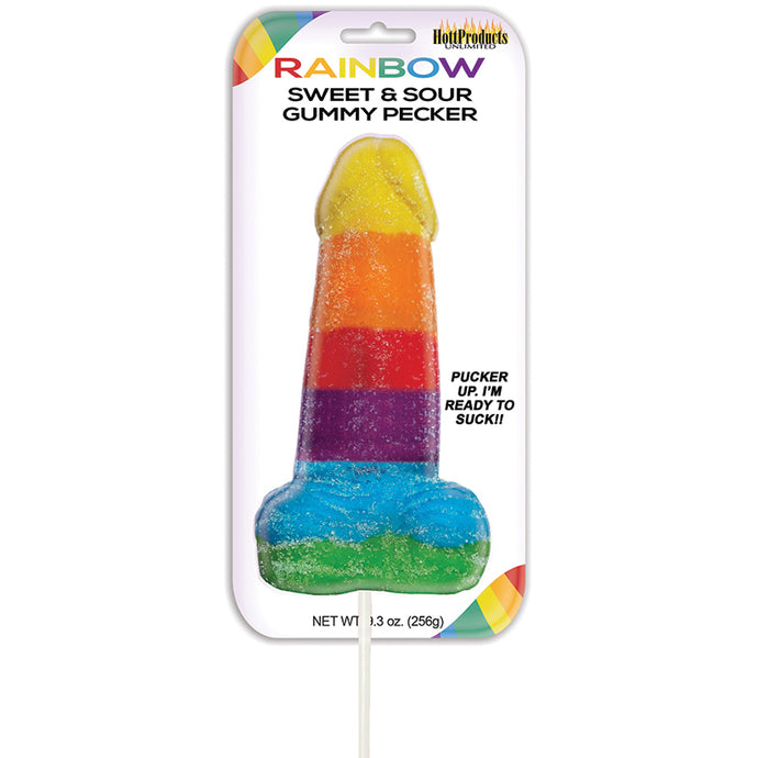 Rainbow Sweet & Sour Gummy Pecker Pop HP-2976