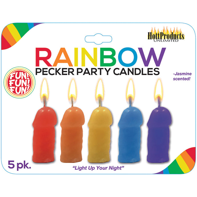 Rainbow Pecker Party Candles-Assorted ... HP-3142