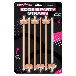 Boobie Straws-Vanilla Color Pack of 6 HP-3258