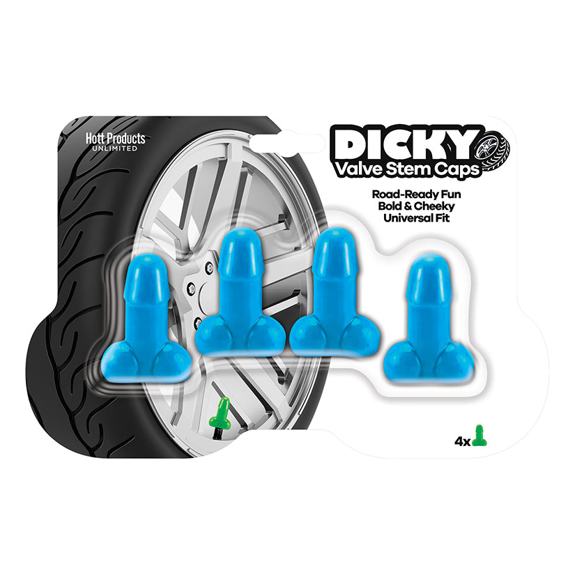 Dicky Valve Stem Caps-Blue 4pk