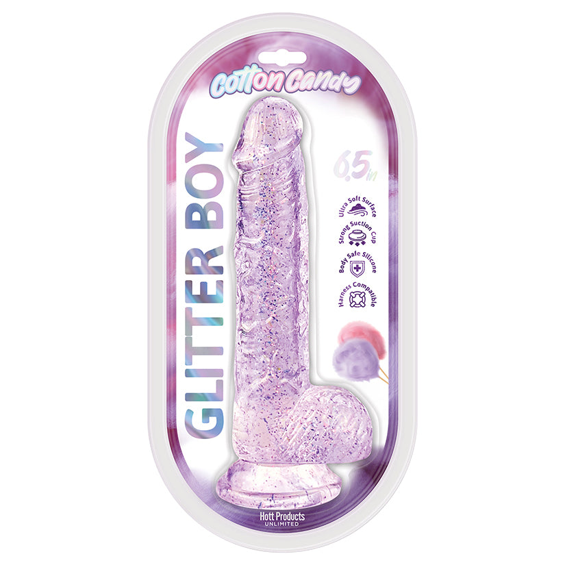 Cotton Candy Glitter Boy Jelly Glitter Dildo-Pink 7.3"