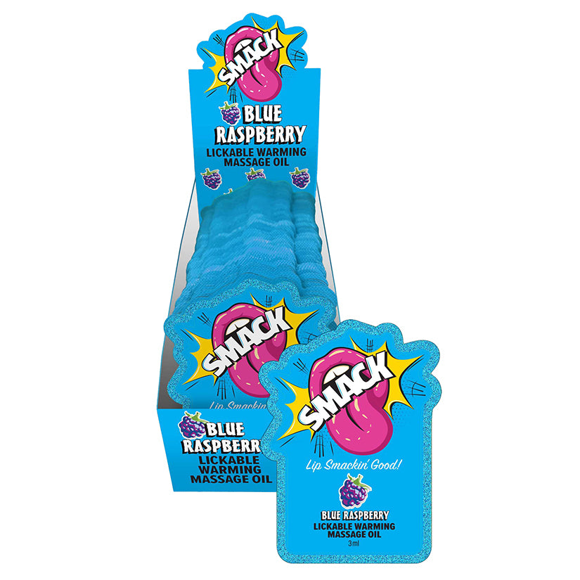 Smack Lickable Massage Oil-Blue Raspberry 3ml Pouch Display of 36