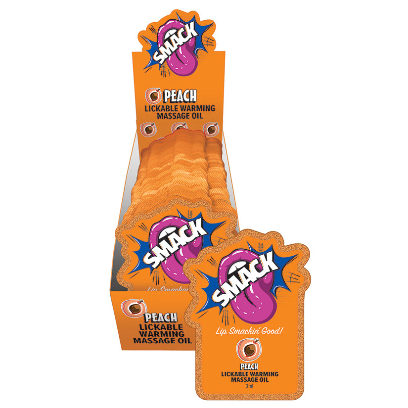 Smack Lickable Massage Oil-Peach 3ml Pouch Display of 36