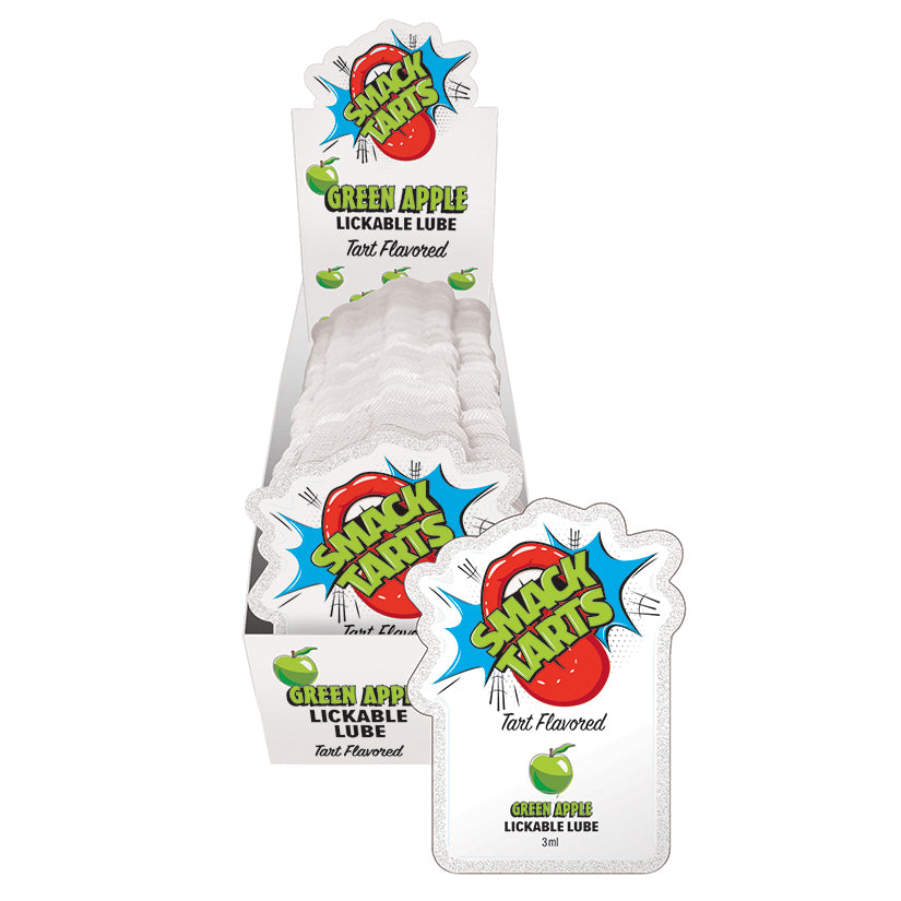 Smack Tarts Lickable Lube-Sour Green Apple 3ml Pouch Display of 36