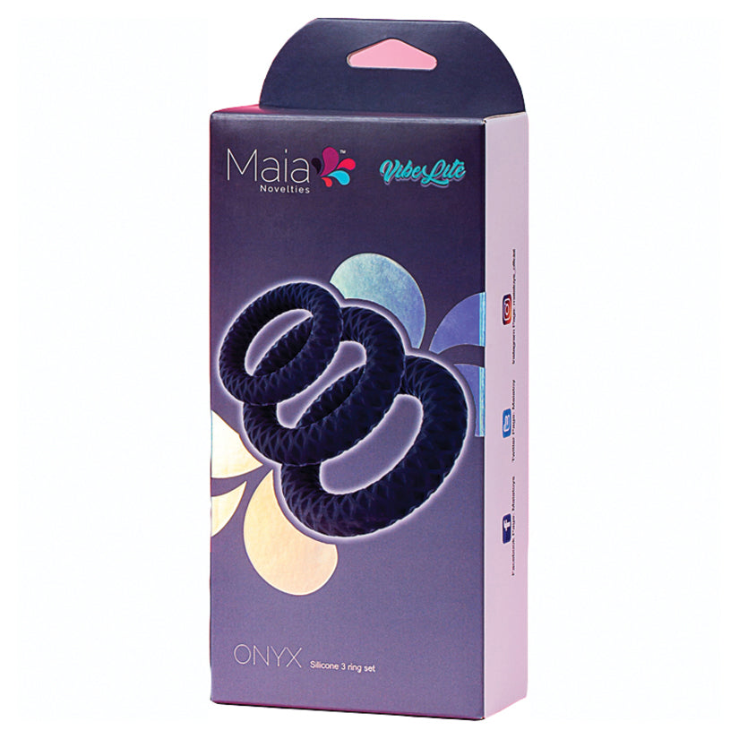 Maia Onyx Silicone Ring Set of 3 AF-010