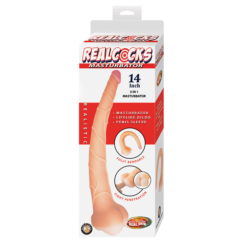 Realcocks Masturbator 3 IN 1-White 14" 3122