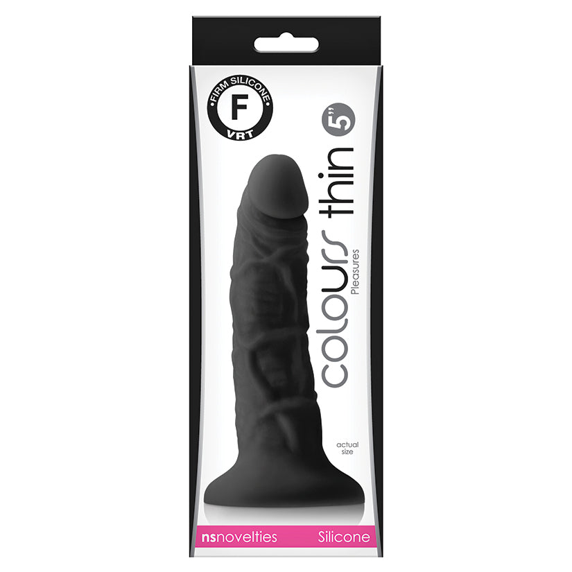 Colours Pleasures Thin Dildo-Black 5" NSN-0405-53