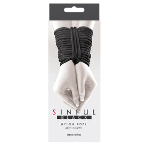 Sinful Nylon Rope-Black 25ft NSN-1238-13