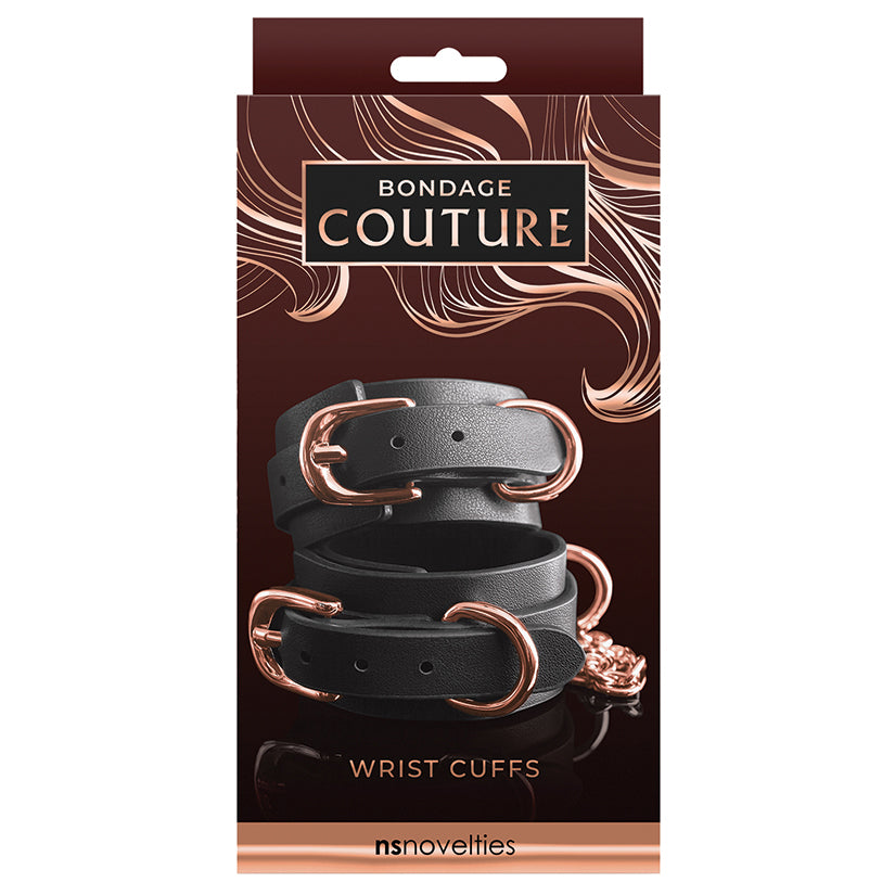 Bondage Couture Wrist Cuffs-Black NSN-1306-33