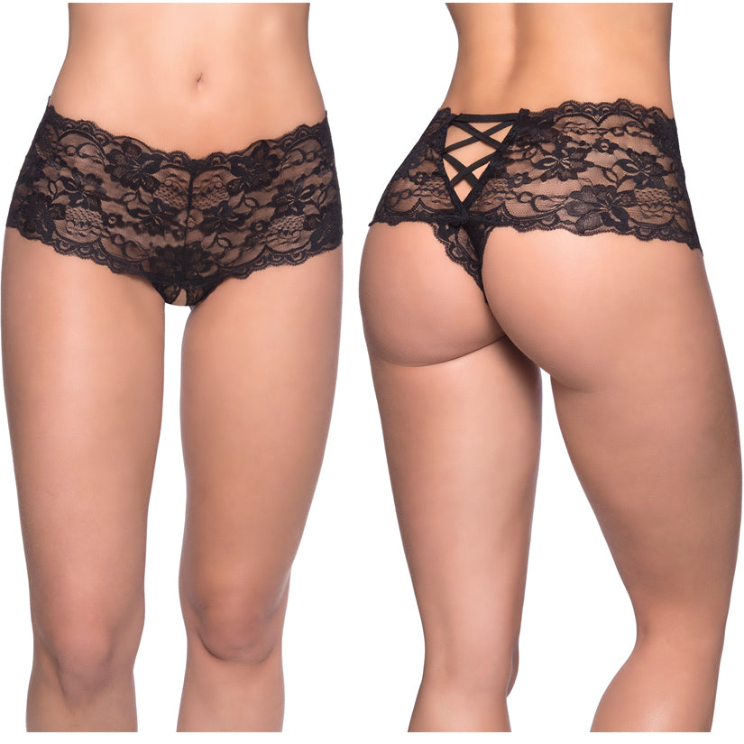 Goodnight Kiss Lace Crotchless Boyshor... 2025 BK S/M