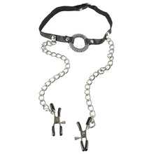 Load image into Gallery viewer, Fetish Fantasy O-Ring Gag With Nipple Clamps