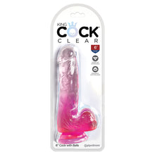 Load image into Gallery viewer, King Cock Clear with Balls-Pink 6&quot; 575211