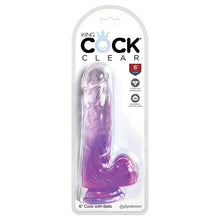 Load image into Gallery viewer, King Cock Clear with Balls-Purple 6&quot; 575212